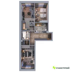 2-к квартира, вторичка, 71м2, 6/21 этаж