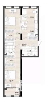 3-к квартира, вторичка, 72м2, 2/9 этаж