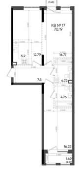 3-к квартира, вторичка, 70м2, 6/9 этаж