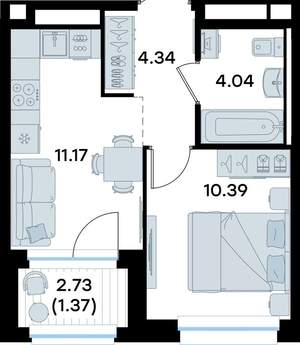 1-к квартира, вторичка, 31м2, 10/11 этаж
