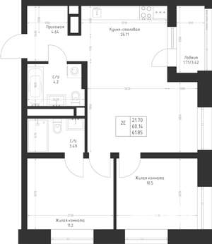 2-к квартира, вторичка, 62м2, 9/23 этаж