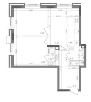 3-к квартира, строящийся дом, 66м2, 8/14 этаж