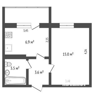 1-к квартира, вторичка, 32м2, 2/5 этаж