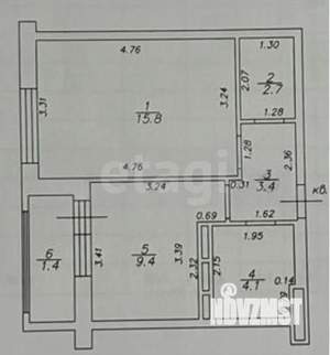 1-к квартира, вторичка, 34м2, 9/17 этаж