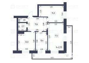 3-к квартира, вторичка, 73м2, 11/18 этаж