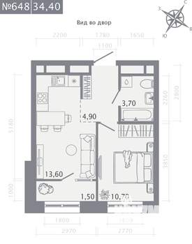 1-к квартира, вторичка, 34м2, 9/23 этаж