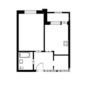 1-к квартира, вторичка, 46м2, 1/5 этаж