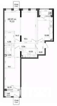 3-к квартира, вторичка, 91м2, 4/9 этаж