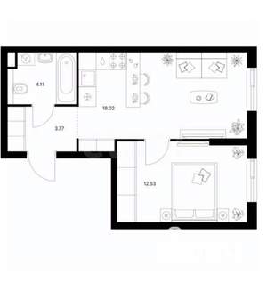 2-к квартира, вторичка, 39м2, 4/24 этаж