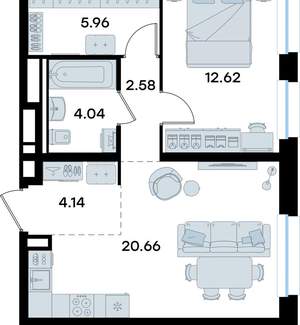 1-к квартира, вторичка, 50м2, 1/11 этаж