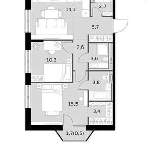 2-к квартира, вторичка, 62м2, 13/14 этаж
