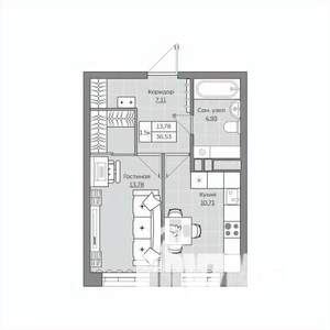 1-к квартира, вторичка, 37м2, 5/19 этаж