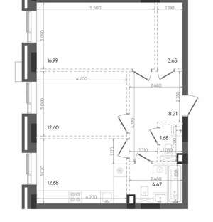 2-к квартира, строящийся дом, 60м2, 15/22 этаж