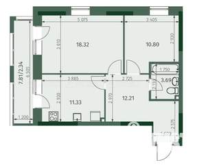 2-к квартира, вторичка, 57м2, 14/26 этаж
