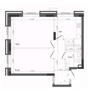 2-к квартира, вторичка, 53м2, 13/22 этаж
