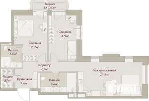 3-к квартира, вторичка, 83м2, 4/8 этаж