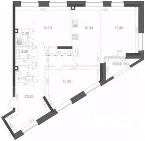 2-к квартира, вторичка, 103м2, 15/15 этаж