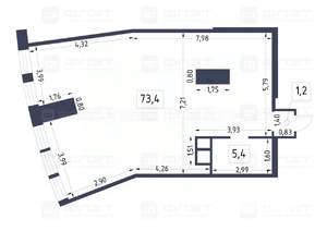 2-к квартира, вторичка, 80м2, 6/40 этаж