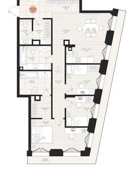 3-к квартира, вторичка, 104м2, 10/19 этаж