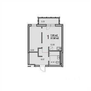 1-к квартира, вторичка, 32м2, 10/19 этаж