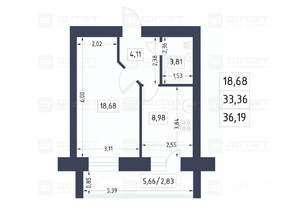 1-к квартира, вторичка, 36м2, 5/10 этаж