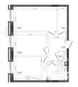 2-к квартира, вторичка, 60м2, 11/22 этаж