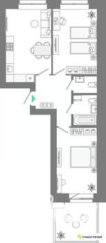 2-к квартира, вторичка, 63м2, 1/10 этаж
