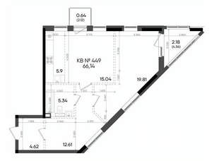 2-к квартира, вторичка, 66м2, 15/23 этаж