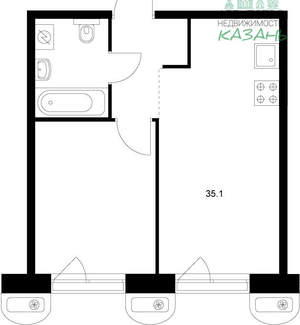 1-к квартира, вторичка, 35м2, 5/9 этаж