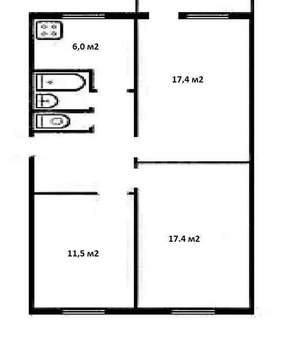 3-к квартира, вторичка, 62м2, 3/5 этаж