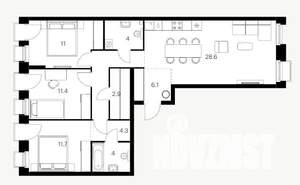 3-к квартира, вторичка, 88м2, 6/8 этаж
