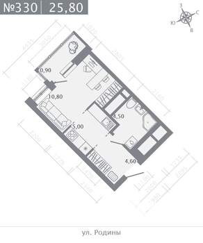 Студия квартира, строящийся дом, 26м2, 22/23 этаж