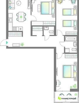 3-к квартира, вторичка, 90м2, 7/9 этаж