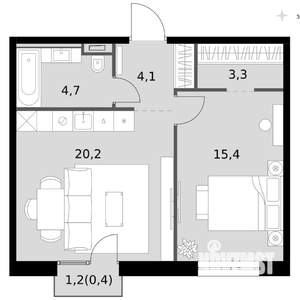 2-к квартира, вторичка, 48м2, 3/14 этаж