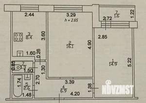 2-к квартира, вторичка, 52м2, 9/9 этаж