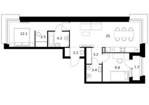2-к квартира, вторичка, 64м2, 9/14 этаж