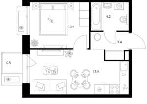 1-к квартира, вторичка, 34м2, 3/26 этаж