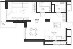 1-к квартира, вторичка, 43м2, 9/25 этаж