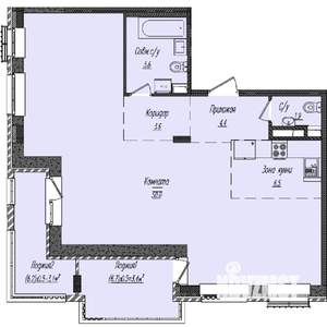 1-к квартира, вторичка, 79м2, 3/4 этаж