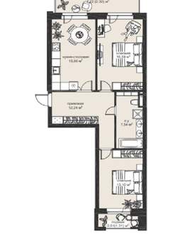 2-к квартира, вторичка, 68м2, 3/4 этаж