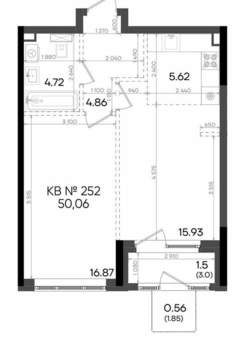 2-к квартира, вторичка, 50м2, 17/23 этаж