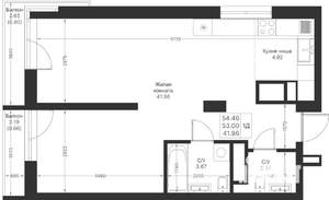 1-к квартира, вторичка, 54м2, 4/25 этаж