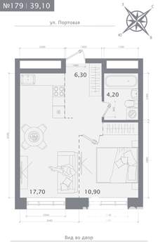 1-к квартира, строящийся дом, 39м2, 13/23 этаж