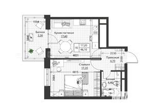 1-к квартира, вторичка, 46м2, 4/4 этаж