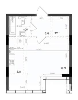 Студия квартира, вторичка, 40м2, 18/22 этаж