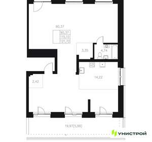 1-к квартира, вторичка, 122м2, 7/7 этаж