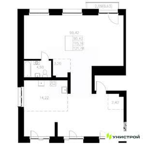 1-к квартира, вторичка, 122м2, 7/8 этаж