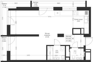 1-к квартира, вторичка, 57м2, 9/25 этаж