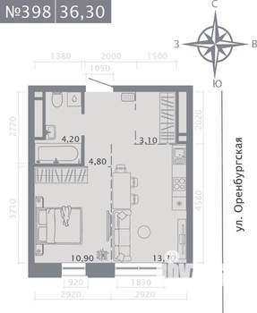 1-к квартира, вторичка, 36м2, 6/25 этаж