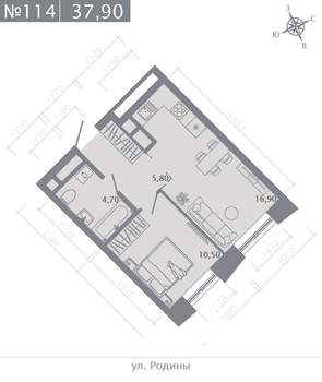 1-к квартира, строящийся дом, 38м2, 14/23 этаж